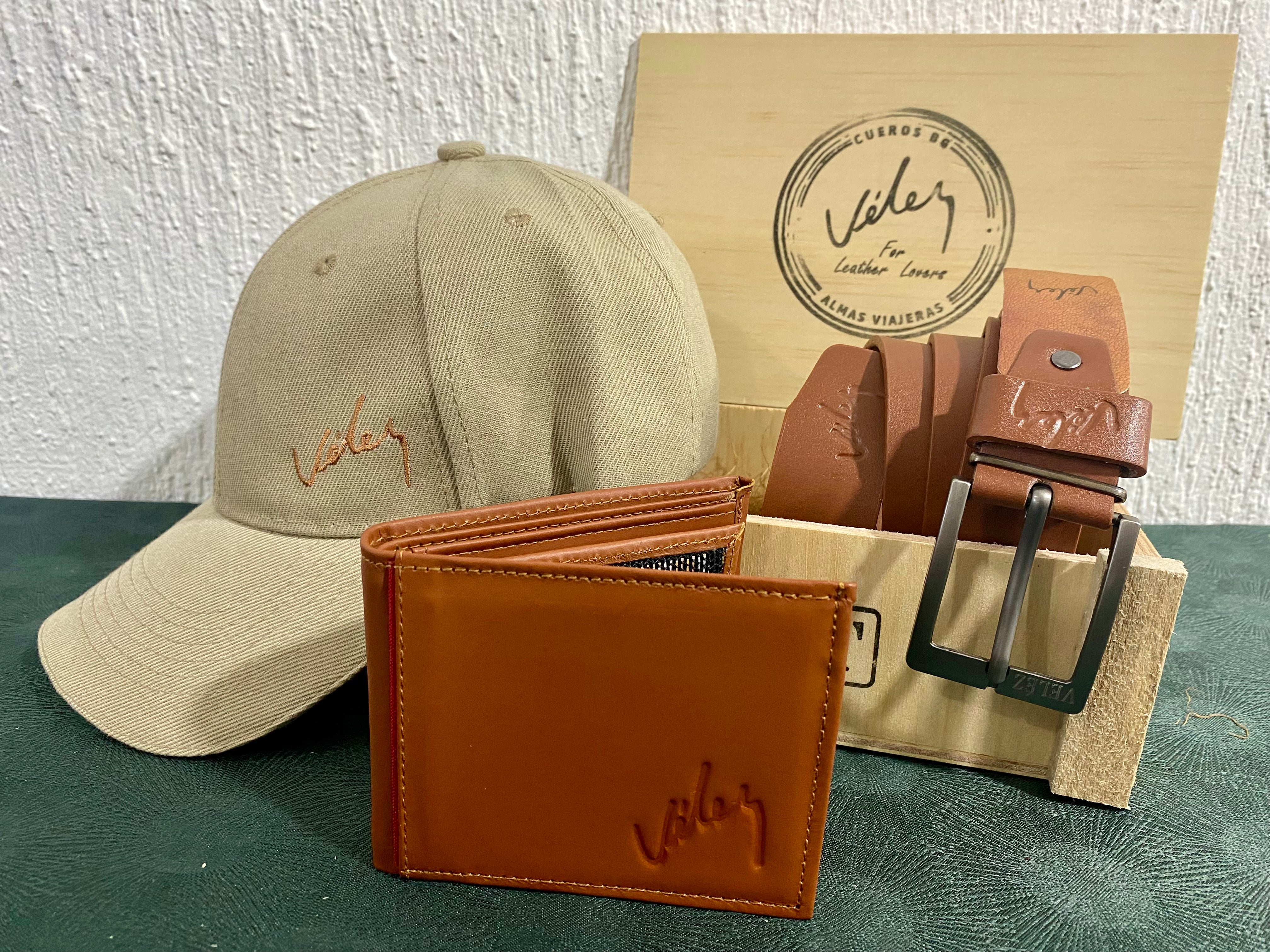 Trio Velez Gorra Correa billetera Caja